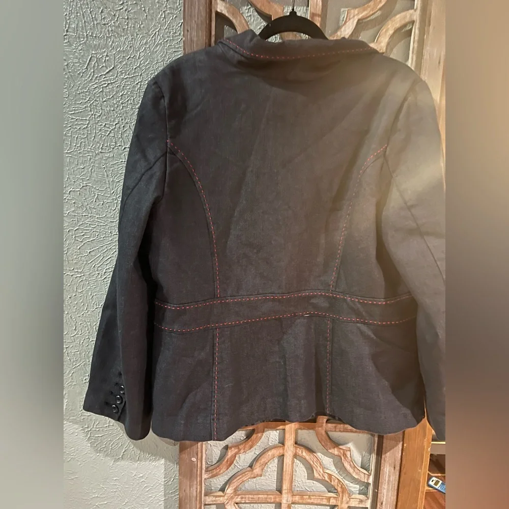 Lane Bryant Denim Blazer with red stitching - Picture 3 of 4